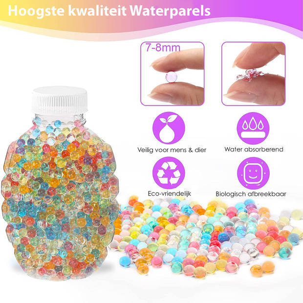 Waterparels Multicolor - 40.000 stuks - 7-8mm – Waterabsorberende balletjes - Waterballetjes - Gelballetjes - Waterbeads