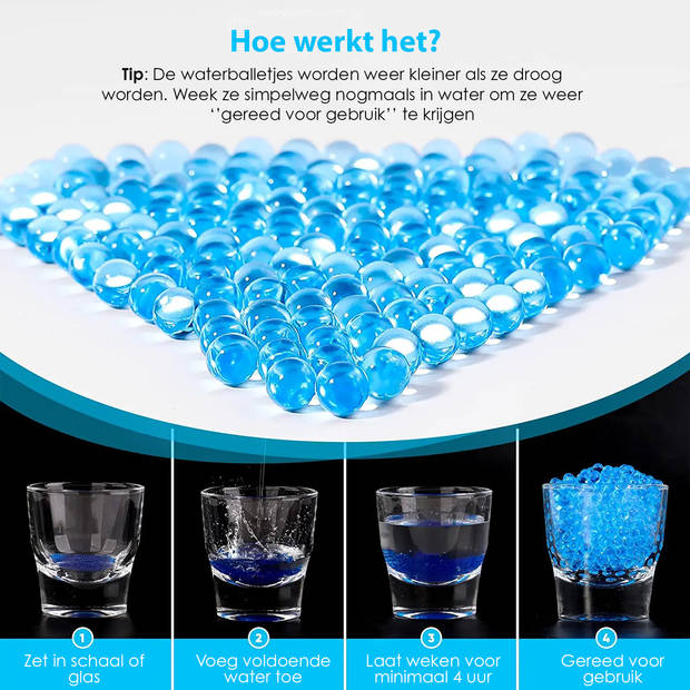 Waterparels Blauw - 40.000 stuks - 7-8mm - Waterballetjes - Gelballetjes - Waterabsorberende balletjes - Waterbeads