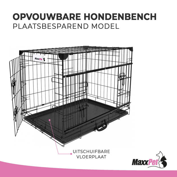 MaxxPet Hondenbench - Bench voor honden - Hondenbench Opvouwbaar - 122x76x84 cm - Zwart