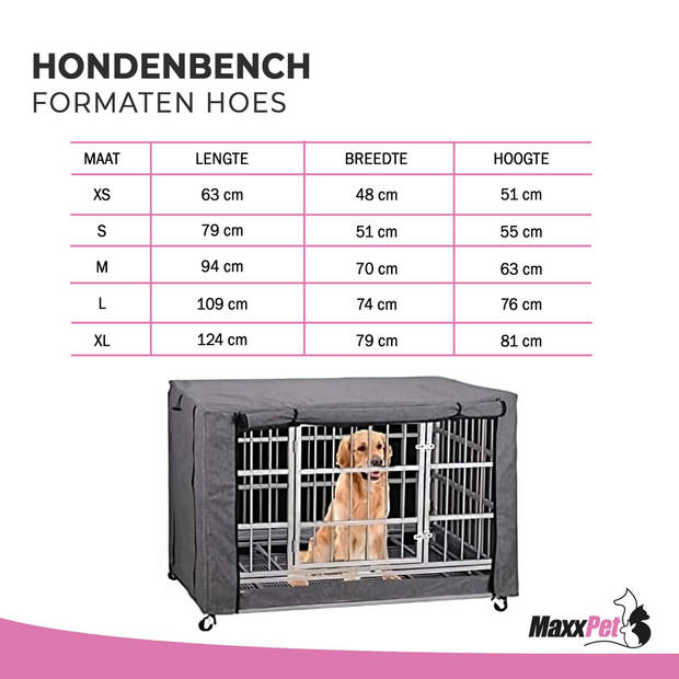 MaxxPet Benchhoes voor honden - Benchcover - cover voor hondenbench - 92x58x64cm