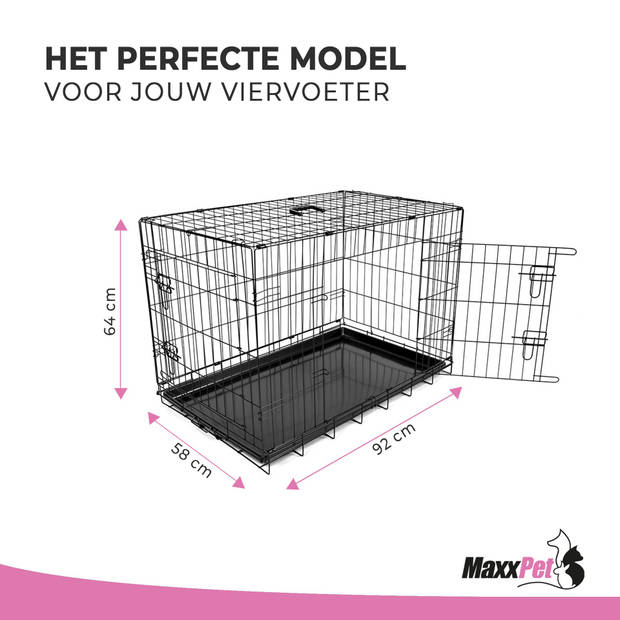 MaxxPet Hondenbench opvouwbaar - auto - bench voor honden - hondenren - 92x58x64cm