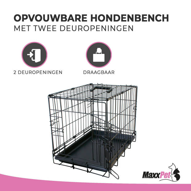 MaxxPet Hondenbench opvouwbaar - auto - bench voor honden - hondenren - 92x58x64cm