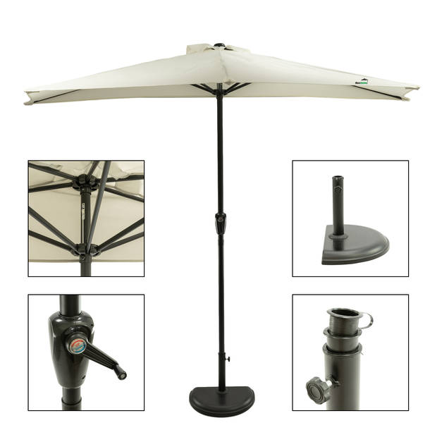 MaxxGarden Balkonparasol - Aluminium- halfrond - Ø 250 cm (lichtgrijs)