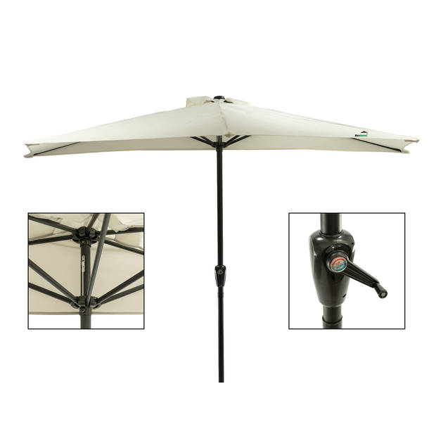 MaxxGarden Balkonparasol - Aluminium- halfrond - Ø 250 cm (lichtgrijs)