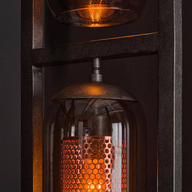 Giga Meubel - Vloerlamp 3-Lichts Tower Smoke Glas Geperforeerd Staal Artic Zwart