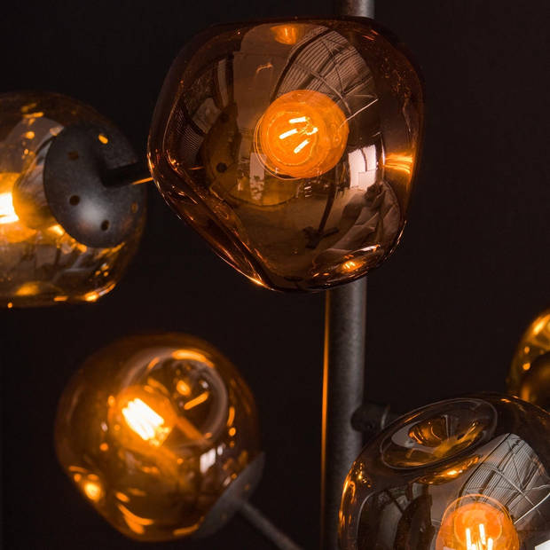 Giga Meubel - Vloerlamp Zwart - 6-Lichts - Molecule Mix Glas