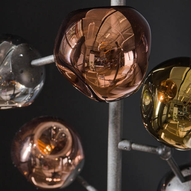 Giga Meubel - Vloerlamp Zwart - 6-Lichts - Molecule Mix Glas