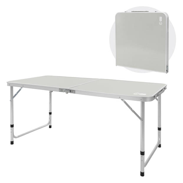 ECD Germany aluminium campingtafel klaptafel, in hoogte verstelbaar 120x60x54-70 cm, Grijs, HDPE plaat, opvouwbaar