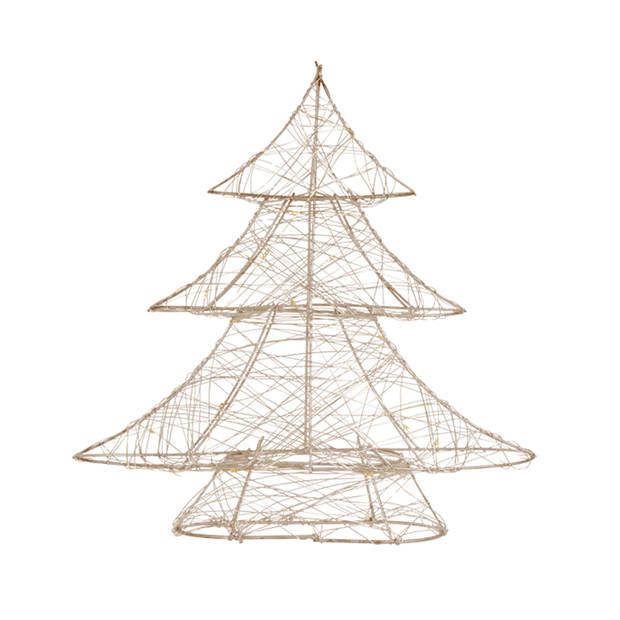 ECD Germany LED-deco kerstboom met 20 warmwitte LED's, 30 cm hoog, gemaakt van metaal, goud, kerstboom met verlichting