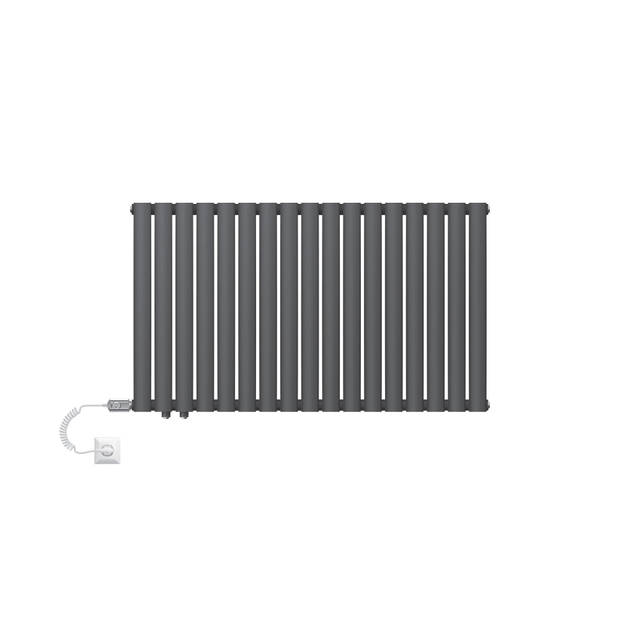 ML-Design paneelradiator 600 x 1020 mm Antraciet enkellaags met verwarmingsstaaf 300W, horizontale met ovale buizen