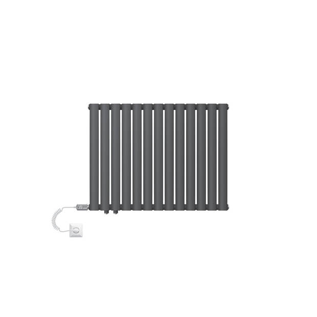 ML-Design paneelradiator 600 x 780 mm Antraciet enkellaags met verwarmingsstaaf 300W, horizontale met ovale buizen