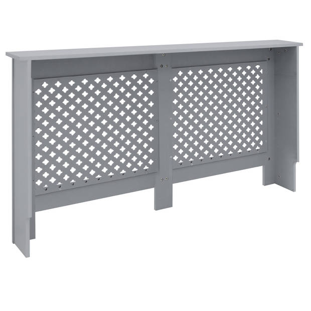 Radiatorbekleding met honingraatmotief 152x19x82 cm grijs vervaardigd van MDF