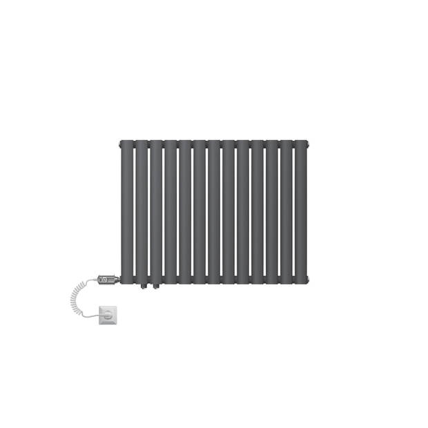 ML-Design paneelradiator 600 x 780 mm Antraciet dubbellaags met verwarmingsstaaf 600W, horizontale radiator ovale buizen