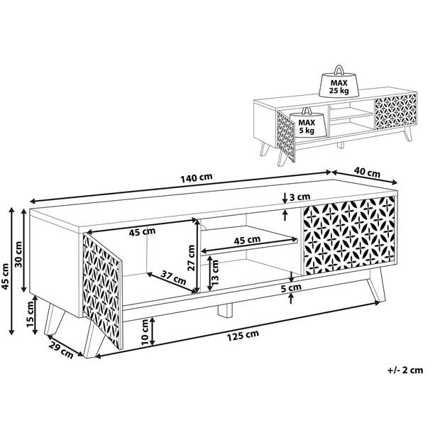 Beliani PRESCOT - TV-kast-Lichte houtkleur-MDF, Vezelplaat