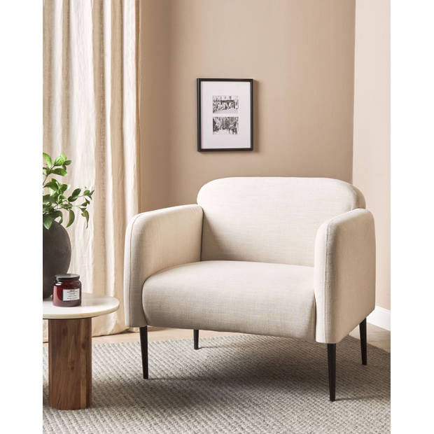 Beliani STOUBY - Fauteuil-Beige-Linnen