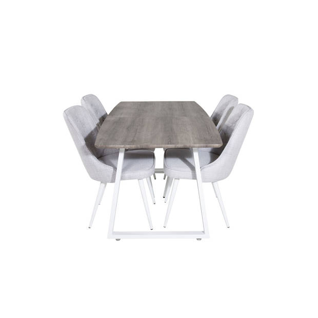 IncaNAWH eethoek eetkamertafel uitschuifbare tafel lengte cm 160 / 200 el hout decor grijs en 4 Velvet Deluxe