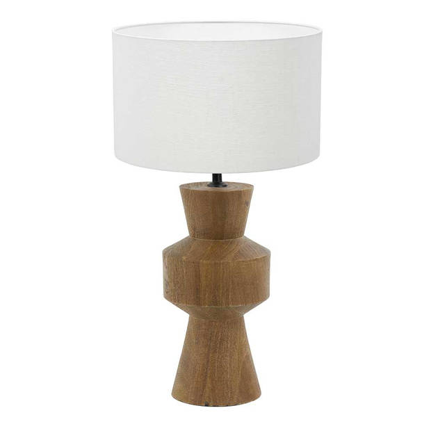 Light Living tafellamp Gregor - wit - hout - 17 cm - E27 fitting - 3594BE