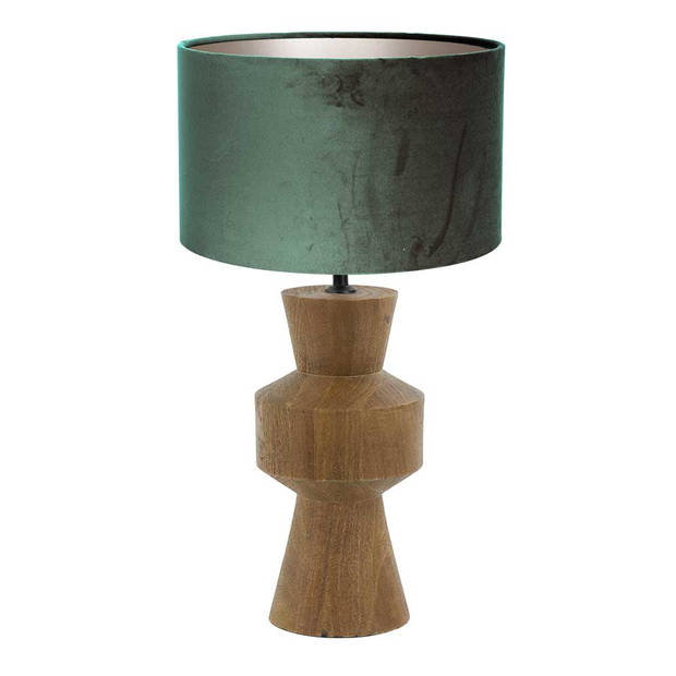 Light Living tafellamp Gregor - groen - hout - 17 cm - E27 fitting - 3596BE