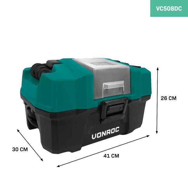 VONROC Compacte alleszuiger - 20V - Incl. Diverse accessoires – excl. accu en snellader