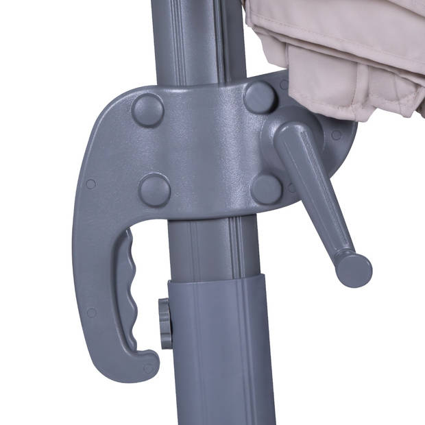 VONROC Zweefparasol Bardolino Ø300cm – Premium parasol - Beige Incl. 4 vulbare tegels