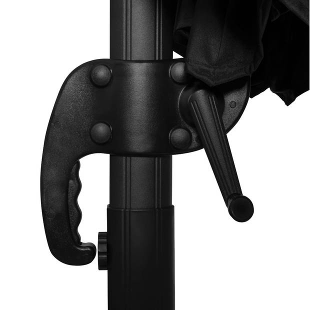 VONROC Zweefparasol Bardolino Ø300cm – Premium parasol - Antraciet/Zwart Incl. 4 vulbare tegels