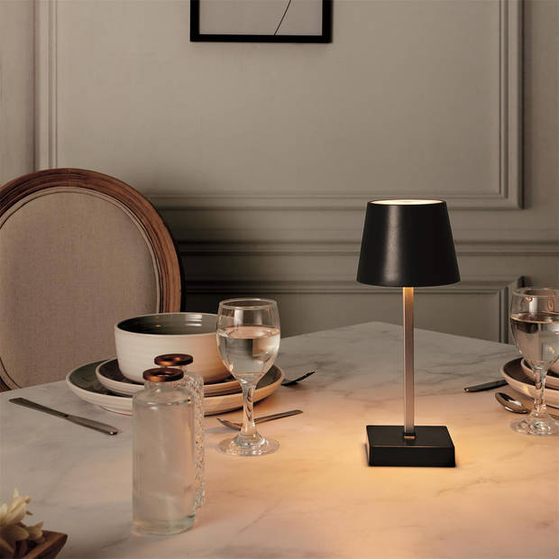 Led Diner tafellamp Touch bediening Dimbaar - Zwart (Werkt op batterijen)