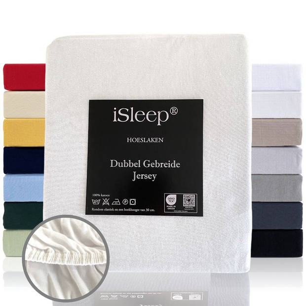 iSleep Hoeslaken Dubbel Jersey - Wit - 130/140x200 cm