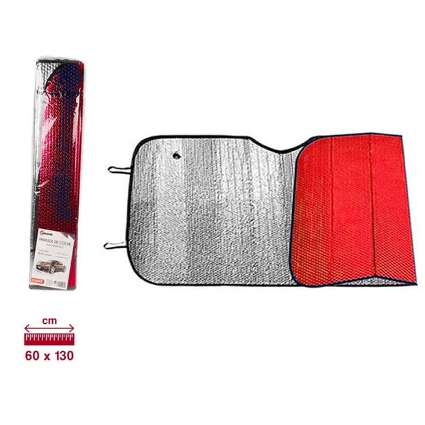 Concorde Auto zonnescherm - rood - aluminium - L60 x B130 cm - Autozonneschermen