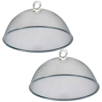 2x stuks vliegenkap/voedselkap voor voedsel zilver van metaal 30 cm - ongedierte - vliegenkap