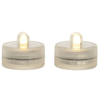 Ideas4seasons LED waxinelichtjes/theelichtjes voor onder water - set van 2x - warm wit - LED kaarsen