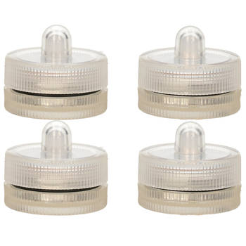 Ideas4Seasons LED waxinelichtjes/theelichtjes voor onder water - set van 4x - helder wit - LED kaarsen