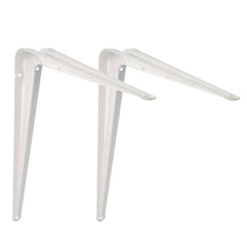 AMIG Plankdrager/planksteun van metaal - 2x - gelakt wit - H300 x B250 mm - Plankdragers