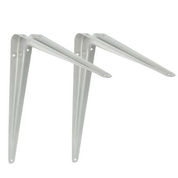 AMIG Plankdrager/planksteun van metaal - 2x - gelakt zilver - H450 x B400 mm - Plankdragers