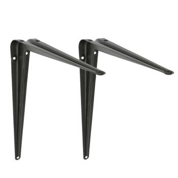 AMIG Plankdrager/planksteun van metaal - 2x - gelakt zwart - H300 x B250 mm - Plankdragers