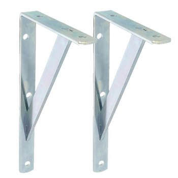 AMIG Plankdrager/planksteun van metaal - 2x - gelakt zilver - H250 x B150 mm - Tot 320 kg - Plankdragers