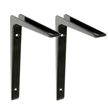 AMIG Plankdrager/planksteun - 2x - aluminium - gelakt zwart - H200 x B150 mm - Plankdragers