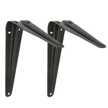 AMIG Plankdrager/planksteun van metaal - 2x - gelakt zwart - H200 x B150 mm - Plankdragers