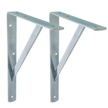 AMIG Plankdrager/planksteun van metaal - 2x - gelakt zilver - H300 x B225 mm - Tot 260 kg - Plankdragers