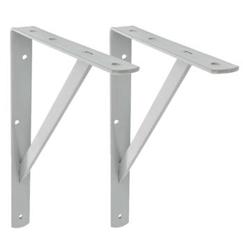 AMIG Plankdrager/planksteun van metaal - 2x - gelakt grijs - H400 x B275 mm - Tot 225 kg - Plankdragers