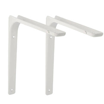 AMIG Plankdrager/planksteun van metaal - 2x - gelakt wit - H250 x B350 mm - Plankdragers
