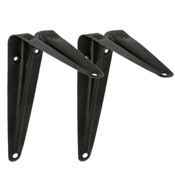 AMIG Plankdrager/planksteun van metaal - 2x - gelakt zwart - 150 x 125 mm - Plankdragers