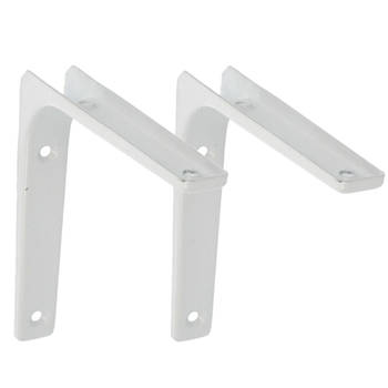 AMIG Plankdrager/planksteun van metaal - 2x - gelakt wit - H125 x B125 mm - Plankdragers