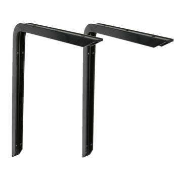 AMIG Plankdrager/planksteun van aluminium - 2x - gelakt zwart - H350 x B200 mm - heavy support - Plankdragers