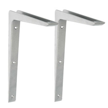 AMIG Plankdrager/planksteun - 2x - aluminium - gelakt zilvergrijs - H250 x B200 mm - Plankdragers