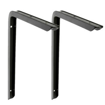 AMIG Plankdrager/planksteun - 2x - aluminium - gelakt zwart - H300 x B200 mm - max gewicht 30 kg - Plankdragers