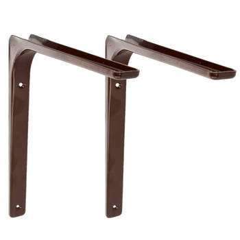 AMIG Plankdrager/planksteun van metaal - 2x - gelakt bruin - H250 x B350 mm - Plankdragers