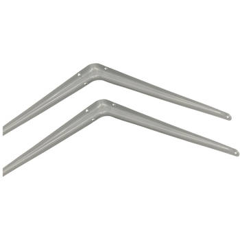 AMIG Plankdrager/planksteun van metaal - 2x - gelakt zilver - H400 x B350 mm - Plankdragers