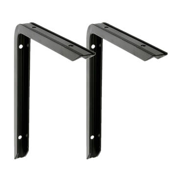 AMIG Plankdrager/planksteun - 2x - aluminium - gelakt zwart - H150 x B100 mm - max gewicht 90 kg - Plankdragers