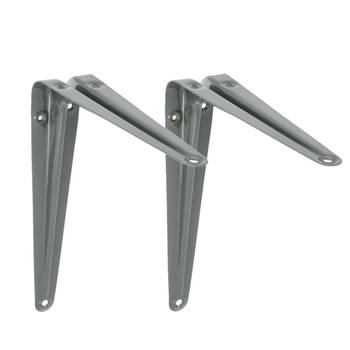 AMIG Plankdrager/planksteun van metaal - 2x - gelakt grijs - H175 x B150 mm - Plankdragers