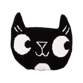 Eva Mouton Kruissteekvormkussen kit met rug, Zwarte kat